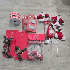 Bloom Red and White Holiday Christmas Decoration Set. Bundle